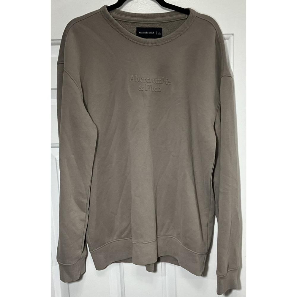 Abercrombie & Fitch Embroidered Logo Brown/Beige Fleece Sweatshirt Men's Large